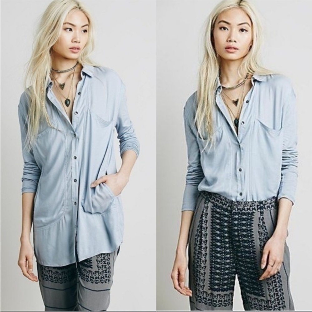 Free People Breakfast in Bed Button Down Top L